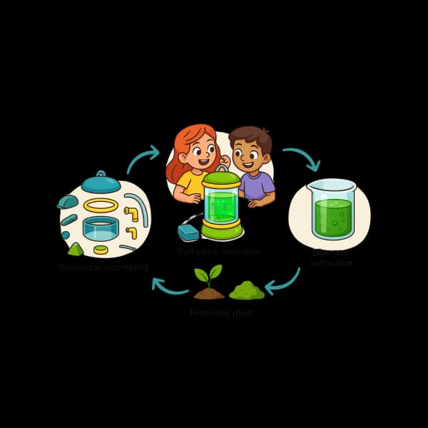 Students learning about algae